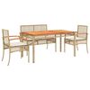 vidaXL Set da Pranzo da Giardino 5 pz con Cuscini Beige in Polyrattan