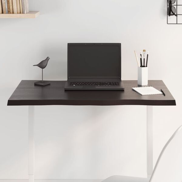 vidaXL Piano Tavolo Marrone Scuro 80x60x2 cm in Rovere Non Trattato