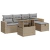 vidaXL Set Divano da Giardino 6 pz con Cuscini Beige in Polyrattan