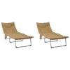 vidaXL Lettino prendisole pieghevole con cuscino 2 pcs Beige