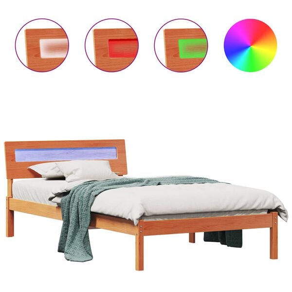 vidaXL Struttura del letto Marrone cerato 100 x 200 cm Pino massello