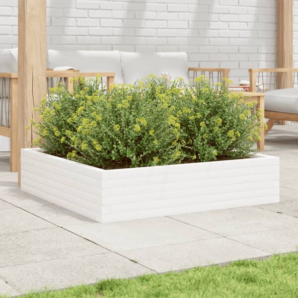 vidaXL Fioriera da Giardino Bianca 100x100x23 cm Legno Massello Pino