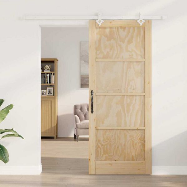vidaXL Porta scorrevole Marrone 86 x 211 cm Pino massello
