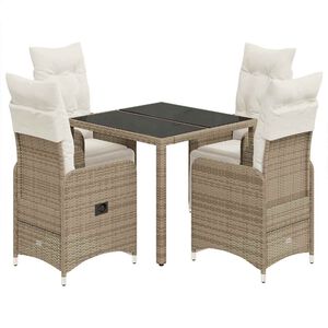 vidaXL Set Bistr&ograve; da Giardino 5 pz con Cuscini in Polyrattan Marrone