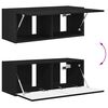 vidaXL Set mobile TV Montaggio a parete 2 pcs Nero Legno multistrato