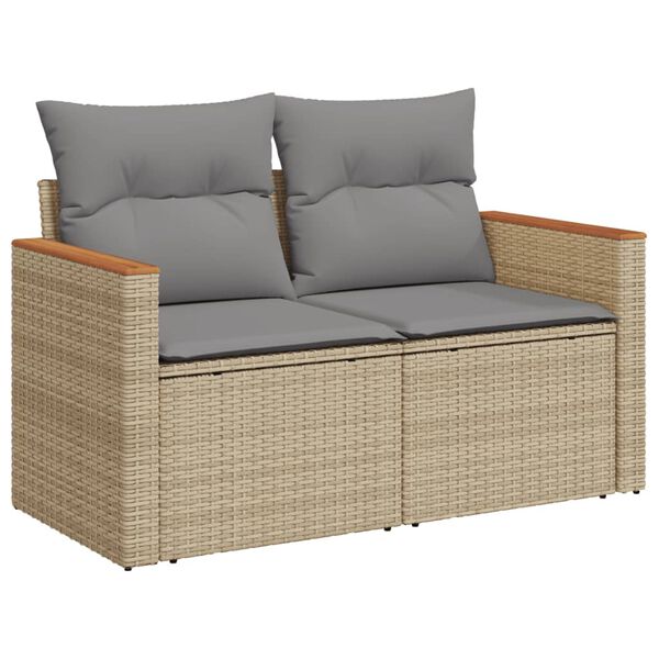 vidaXL Set Divano da Giardino 5 pz con Cuscini Beige Misto Polyrattan
