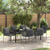 vidaXL Set da Pranzo per Giardino 7 pcs Nero e Grigio Rattan in PE