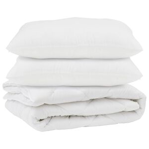 vidaXL Piumone con cuscino 3 pcs Bianco Microfibra