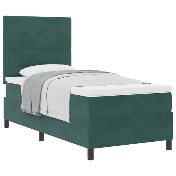 vidaXL Letto a molle con materasso Verde Scuro 80 x 200 cm Tessuto