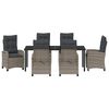 vidaXL Set da Pranzo per Giardino con cuscino 7 pcs Grigio polyrattan