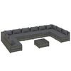 vidaXL Set Divani da Giardino 11 pz con Cuscini in Polyrattan Grigio