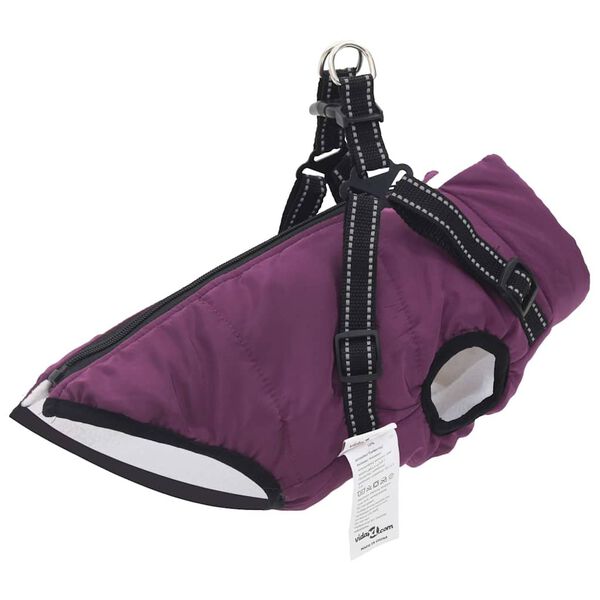 vidaXL Cappotto Cani Imbracatura Impermeabile Riflettente Viola L36