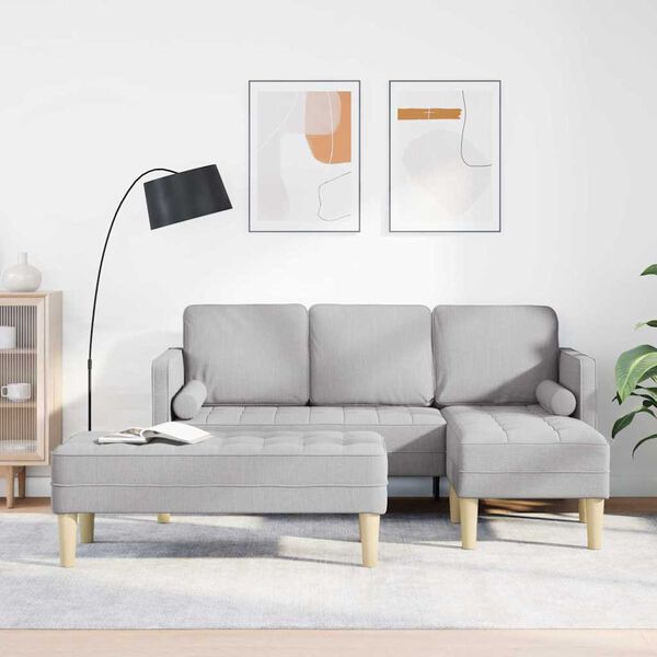 vidaXL Set di divani con cuscino 2 pcs Grigio Nuvola Poliestere