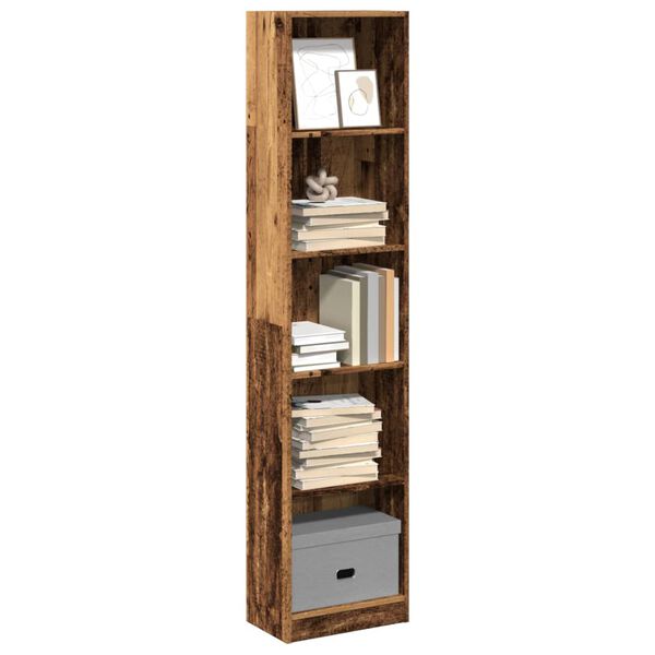 vidaXL Libreria Legno Antico 40x24x176 cm in Legno Multistrato