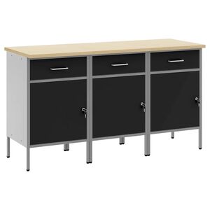 vidaXL Mobile da lavoro 3 pcs Nero e Grigio 150 x 55 x 85 cm
