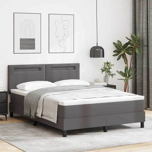 vidaXL Letto a molle con materasso Grigio 140 x 200 cm Pelle sintetica