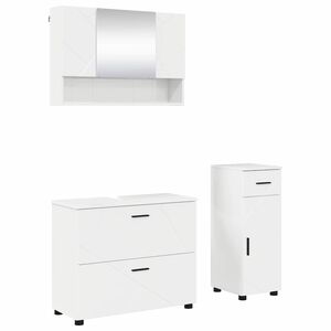 vidaXL Set di mobili per il bagno con cassetto 3 pcs Bianco Lucido