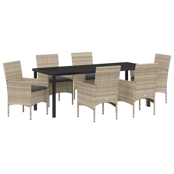 vidaXL Set da Pranzo per Giardino 7 pcs Grigio chiaro polyrattan