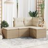vidaXL Set Divano da Giardino 4 pz con Cuscini Beige in Polyrattan