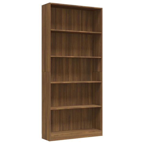 vidaXL Libreria 5 Ripiani Rovere Marrone 80x24x175cm Legno Multistrato