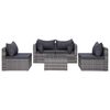 vidaXL Set Divani da Giardino 8 pz con Cuscini in Polyrattan Grigio