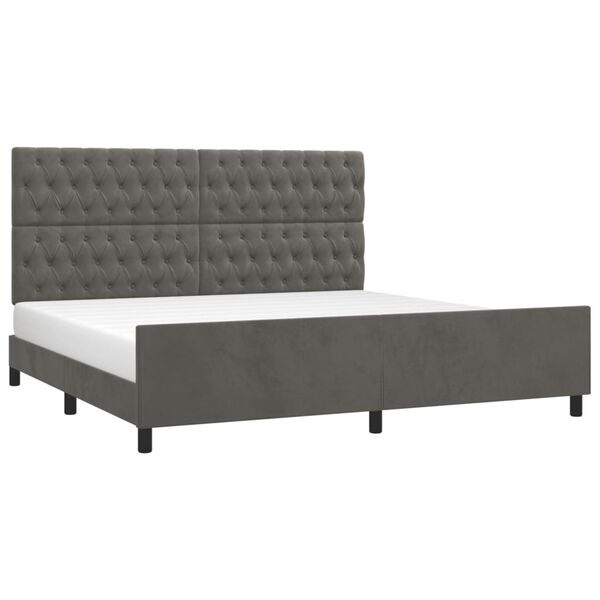 vidaXL Giroletto senza Materasso Grigio Scuro 200x200 cm Velluto