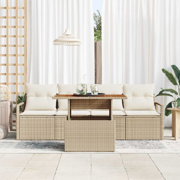 vidaXL Set Divano da Giardino 5 pcs Beige Poly Rattan