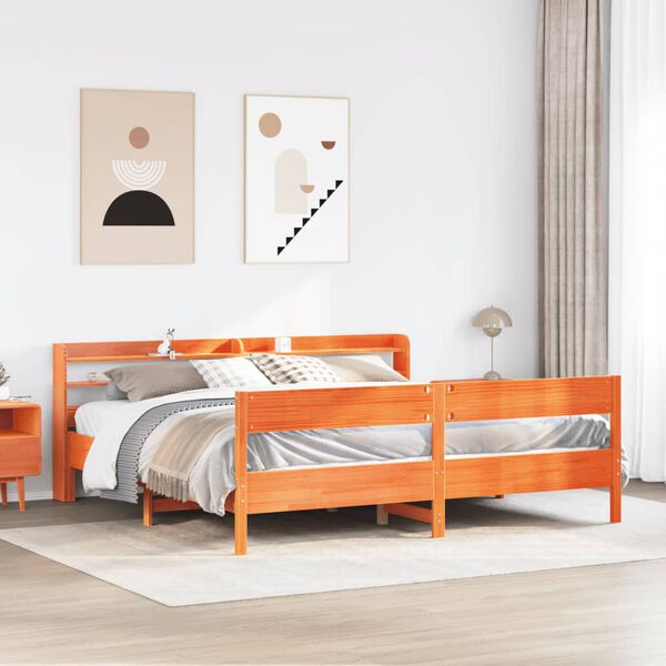 vidaXL Letto senza Materasso Marrone Cera 200x200 cm in Legno di Pino