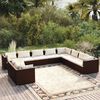 vidaXL Set Divani da Giardino 10 pz con Cuscini in Polyrattan Marrone
