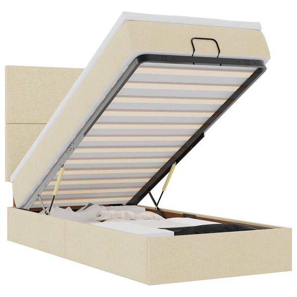 vidaXL Struttura Letto Pouf con Materasso Crema 90x190 cm in Tessuto