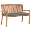 vidaXL Panchina da Giardino Impilabile e Cuscino 128,5cm Teak Massello