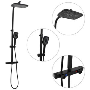 vidaXL Set Soffione Doccia Duale con Miscelatore e Tubo Ottone Nero