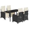 vidaXL Set da Pranzo da Giardino 5 pz Nero con Cuscini in Polyrattan
