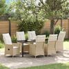 vidaXL Set da Pranzo per Giardino con cuscino 7 pcs Beige polyrattan