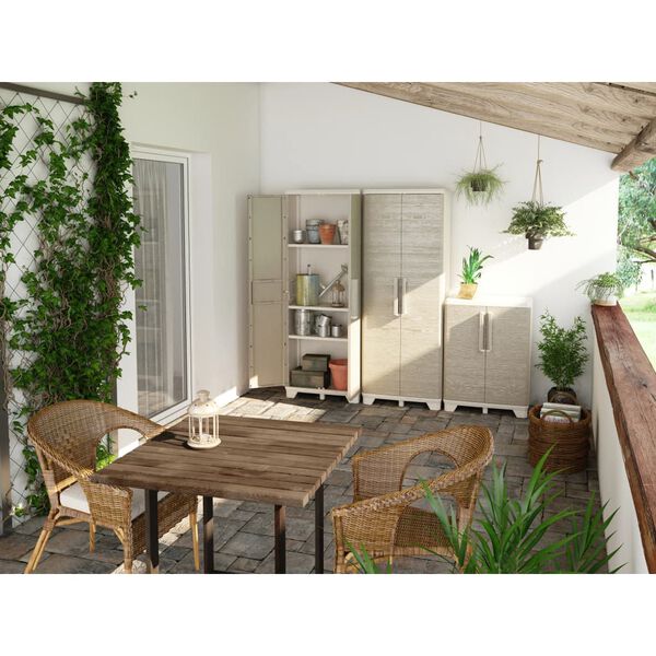 Keter Armadio da Giardino con Scaffali Wood Grain Crema e Talpa 182 cm