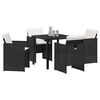 vidaXL Set da Pranzo per Giardino con cuscino 5 pcs Nero polyrattan
