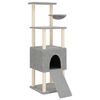 vidaXL Albero per Gatti con Tiragraffi in Sisal Grigio Chiaro 153 cm