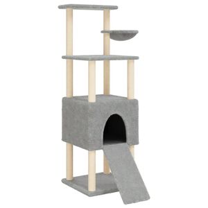 vidaXL Albero per Gatti con Tiragraffi in Sisal Grigio Chiaro 153 cm