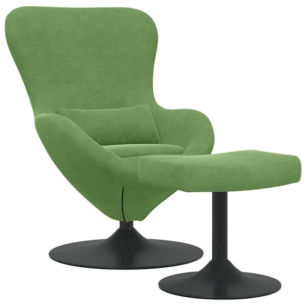 vidaXL Sedia Egg con Pouf Verde chiaro Velluto
