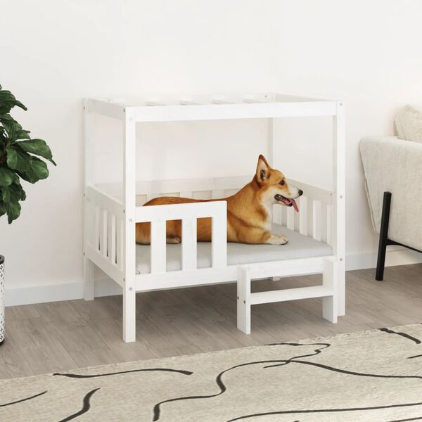 vidaXL Cuccia per Cani Bianco 95,5x73,5x90cm in Legno Massello di Pino