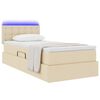 vidaXL Letto con contenitore e LED con led Crema 90 x 190 cm Tessuto