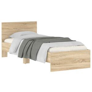 vidaXL Struttura letto con testata Rovere Sonoma Legno ingegnerizzato