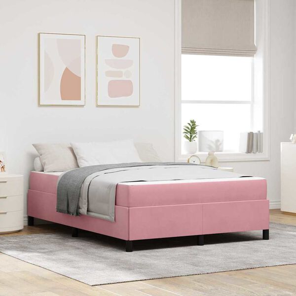 vidaXL Struttura del letto con materasso Rosa 140 x 190 cm Tessuto