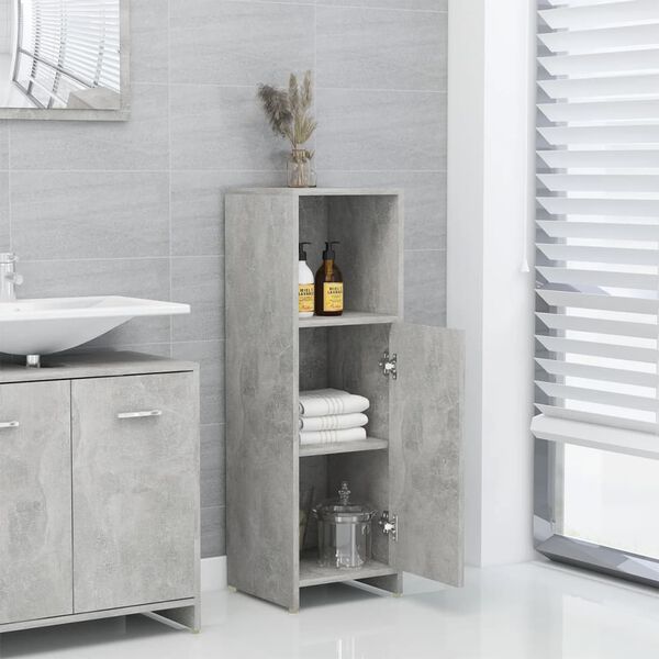 vidaXL Mobile da Bagno Grigio Cemento 30x30x95 cm in Legno Multistrato