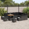 vidaXL Set Divano da Giardino 12 pcs Nero Poly Rattan