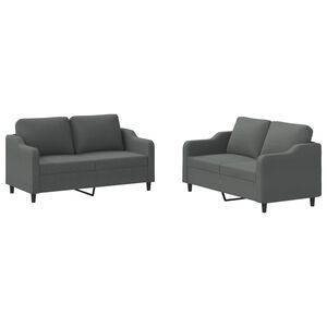 vidaXL Set di Divani 2 pz con Cuscini Grigio Scuro in Tessuto