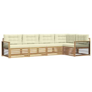 vidaXL Set di divani da esterno 6 pcs Bianco e Crema Poliestere