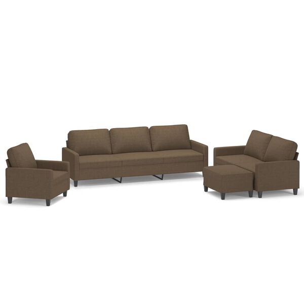 vidaXL Set di Divani 4 pz con Cuscini Marrone in Tessuto