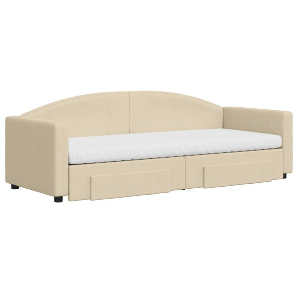 vidaXL Divano Letto Estraibile con Cassetti Crema 80x200 cm in Tessuto