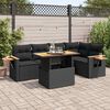 vidaXL Set Divano da Giardino 6 pz con Cuscini Nero Polyrattan Acacia